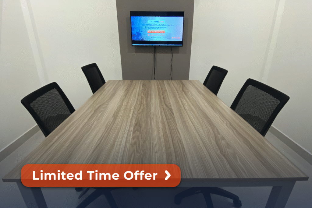 Secure private office for five professionals with modern amenities at Coworking Cube.